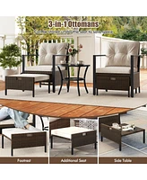 Gouun 4 Piece Outdoor Furniture Set with Glass Topped Table