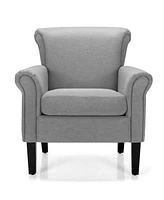 Gouun Upholstered Fabric Accent Chair with Adjustable Foot Pads
