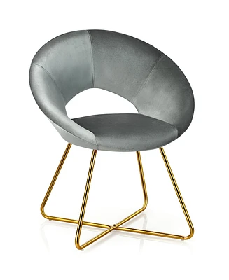 Gouun Modern Accent Velvet Dining Arm Chair with Metal Legs and Soft Cushion