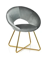 Gouun Modern Accent Velvet Dining Arm Chair with Metal Legs and Soft Cushion