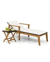 Gouun Outdoor Chaise Lounge Chair Rattan Patio Recliners with Armrests
