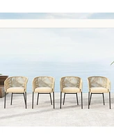 Gouun Patio Chairs Set of 4 with Curved Backrest and Seat Cushion for Patio