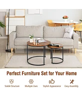 Gouun Set of 2 Modern Round Stacking Nesting Tables for Living Room