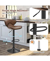 Gouun Set of 2 Adjustable Bar Stools Swivel Bar Chairs Pub Kitchen