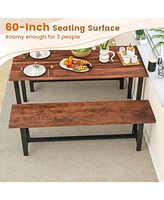 Gouun 60 Inch Dining Bench 3 Person Entryway Shoe Bench with Metal Frame