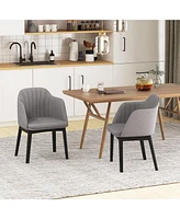 Gouun Upholstered Velvet Accent Modern Dining Chairs Set of 2 with Curved Backrests