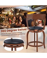 Gouun Swivel Bar Stools Set of 2 with Rubber Wood Frame and Upholstered Seat-24 Inch