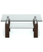 Gouun Rectangle Glass Table with Metal Legs