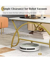 Gouun 2-Tier Table Rectangle for Living Room
