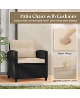 Gouun 3 Pieces Patio Furniture Set with Tempered Glass Table-Off