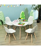 Gouun 4 Pcs Children Chair Set Medieval Style Dining Chairs with Wood Legs