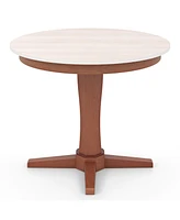 Gouun 35 Inches Wooden Round Dining Table with Pedestal Base