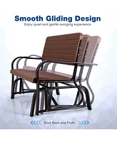 Gouun 2-Seat Porch Glider with Hdpe Back Seat and Steel Frame