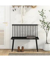 Gouun Entryway Bench for 2 with Spindle Back for Kitchen Dining Room Hallway