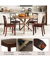 Gouun Wood Dining Chair Set of 2 with Rubber Wood Legs and Curved Backrest
