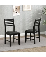 Gouun Wooden Dining Chair Set of 2 with Rubber Wood Frame and Padded Cushion