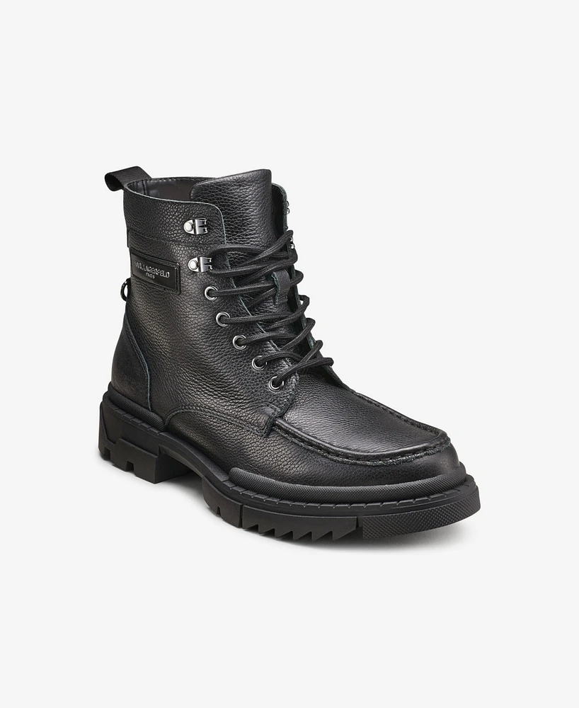 Karl Lagerfeld Paris Men's Pebble Grained Leather Apron Toe Work Boot