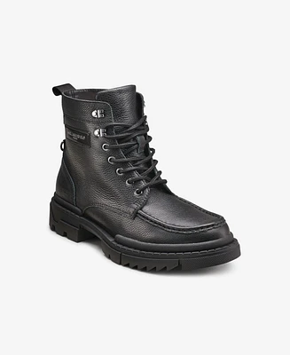 Karl Lagerfeld Paris Men's Pebble Grained Leather Apron Toe Work Boot