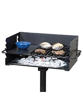 Pilot Rock Jumbo Park Style Steel Outdoor Bbq Charcoal Grill and Post, Black