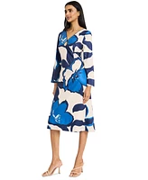 Donna Morgan Women's Printed Long-Sleeve Midi Dress