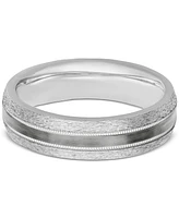 Men's Bark & Brushed Finish Wedding Band Sterling Silver Black Rhodium-Plate