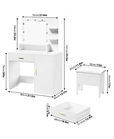 gaomon Vanity Desk, Makeup Vanity Desk with Mirror & Lights-3 Lighting Modes