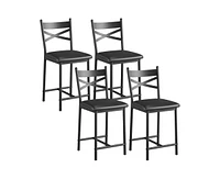 gaomon Bar Stools Set of 4, Black Bar Stools Set of 4 with X-Shaped Backrest and Metal Footrest, Metal Bar Stools Set of 4