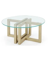 Emila 38" Round Glass Mix and Match Coffee Table