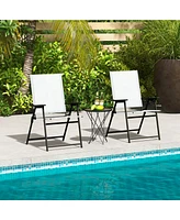 Gymax Set of 4 Patio Portable Metal Folding Chairs Dining Chair Set White