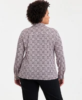 INC Plus Printed Flap-Pocket Knit Shirt, Exclusively at Macy's