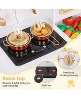 Gymax Pretend Play Kitchen for Kids w/ Coffee Maker Sink Faucet Stove Water Dispenser