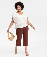 I.n.c. International Concepts Plus Ruched Surplice-Neck Top, Exclusively at Macy's