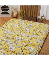 gaomon Japanese Floor Mattress Full, Thick Tatami Roll-Up Mattress for Camping & Guest Room, Yellow Flower Design