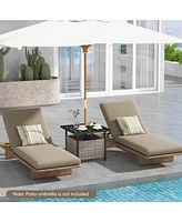 Gouun Outdoor Patio Rattan Wicker Steel Side Deck Table