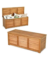 Gouun 47 Gallon Acacia Wood Storage Bench Box for Patio Garden Deck