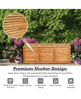 Gouun 47 Gallon Acacia Wood Storage Bench Box for Patio Garden Deck
