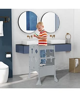 Gouun Boys Folding Wooden Step Stool with Lockable Safety Rail 3+