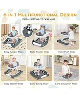 Gouun 6 in 1 Foldable Baby Walker with Adjustable Height