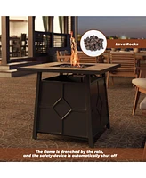 Mondawe 25"H x 28"W Square 40,000 Btu Auto-Ignition Propane Gas Firepit with Waterproof Cover