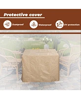 Mondawe 25"H x 28"W Square 40,000 Btu Auto-Ignition Propane Gas Firepit with Waterproof Cover