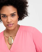 I.n.c. International Concepts Plus Cuffed Surplice Blouse, Exclusively at Macy's