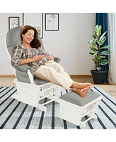 Gouun Wood Baby Glider and Ottoman Cushion Set with Padded Armrests for Nursing