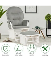 Gouun Wood Baby Glider and Ottoman Cushion Set with Padded Armrests for Nursing