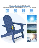 Gouun Outdoor Adirondack Chair with Built-in Cup Holder for Backyard Porch