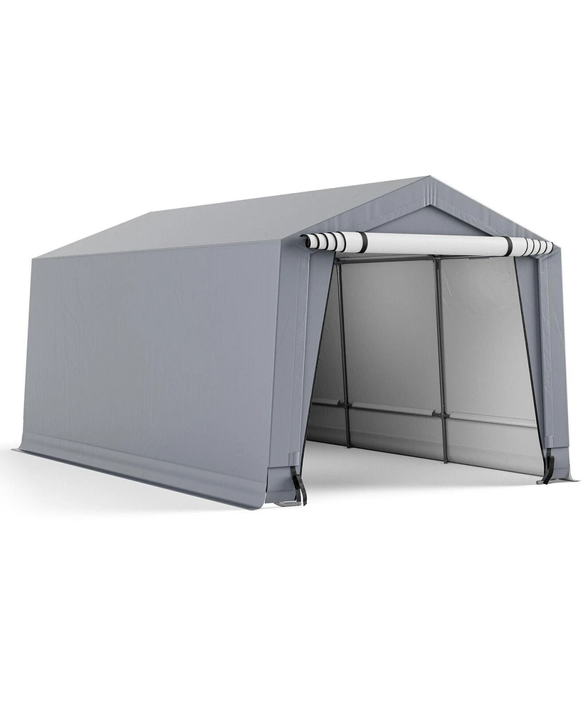 Gouun 10 x 16 Feet Outdoor Heavy-Duty Carport with 2 Doors-10 x 16 ft