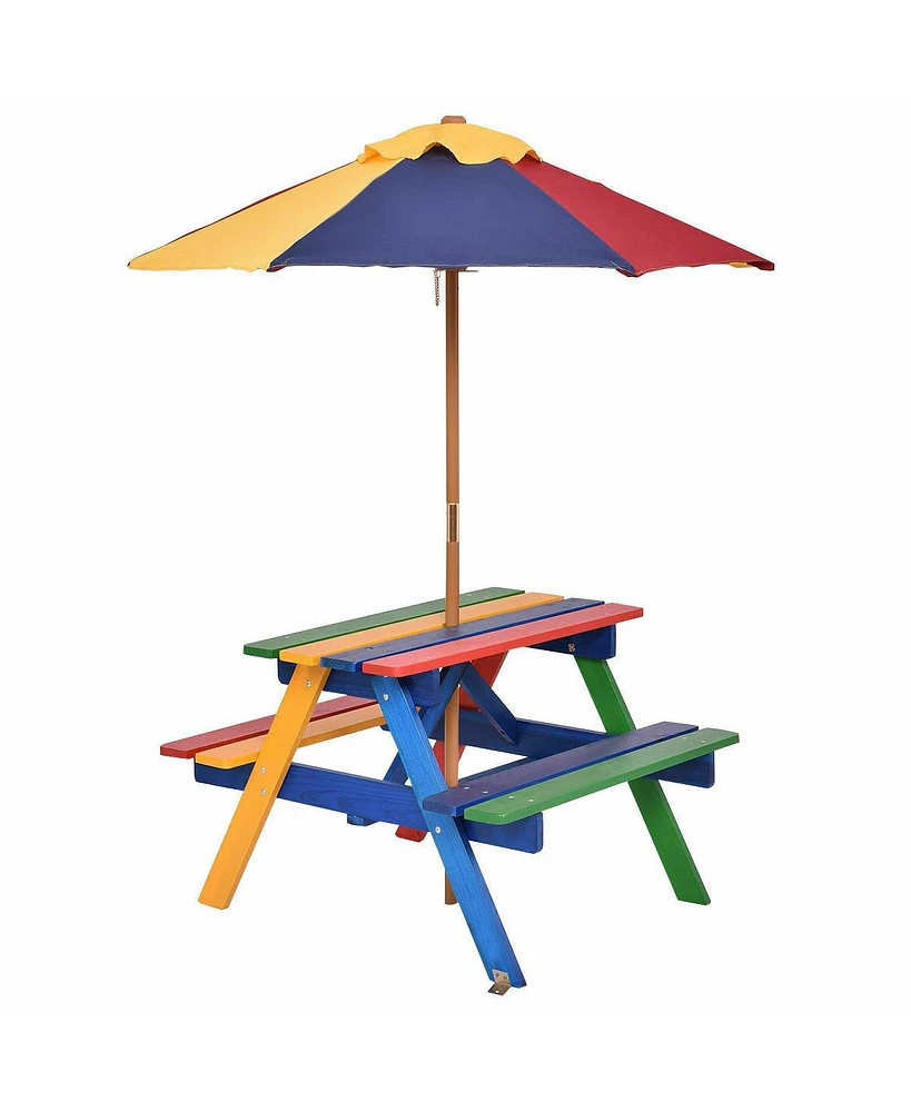 Gouun 4 Seat Kids Picnic Table with Umbrella