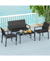 Gouun 4 Pieces Patio Furniture Set with Heavy Duty Galvanized Metal Frame