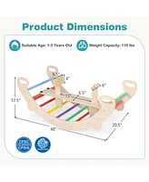 Gouun 4-in-1 Multifunctional Wooden Climbing Toys with Rocker and Crawling Tunnel