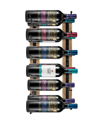 Sorbus Wire & Mahogany Wood Wine Rack and Glass Holder Wall Mounted for Bottles, Wine Glasses, for Home Bar (Holds 12 Bottles, 6 Glasses)
