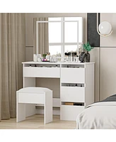 gaomon Vanity Desk, Makeup Vanity Desk with Touch Light Mirror and Power Outlet